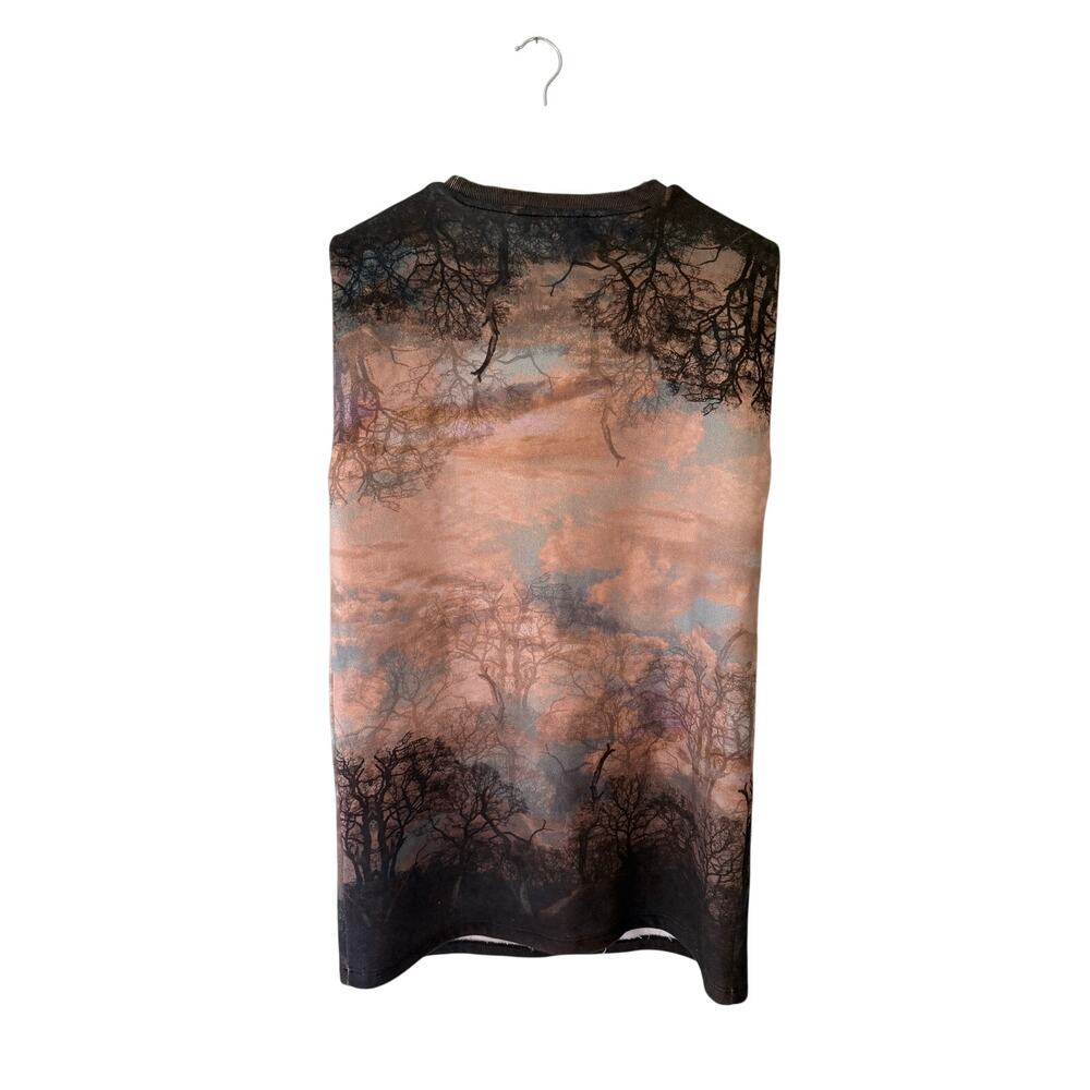 ALLSAINTS Small Forest Landscape Print Sweatshirt Dress Shoulder Pads Art Print - Picture 6 of 11